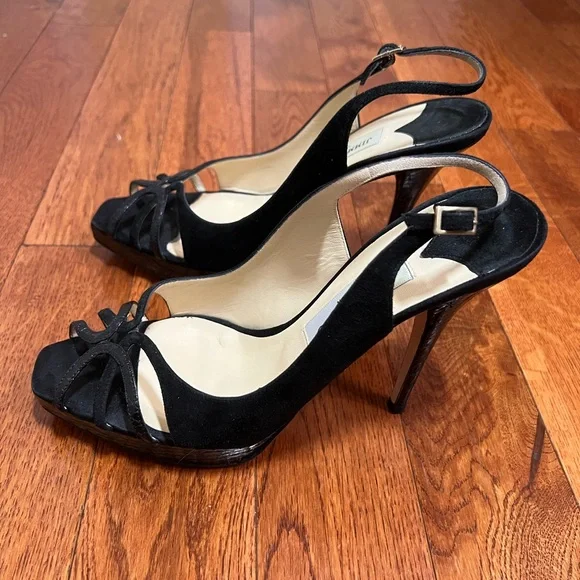 Jimmy Choo Black Leah Slingbacks Size 39.5 - Picture 5 of 6